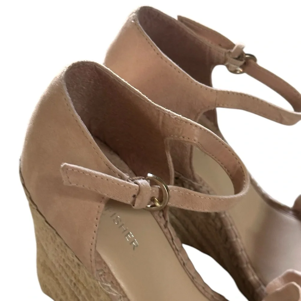 Marc Fisher Kadria Kickoff Suede Open Toe Espadrille Wedge Heeled Sandal Sz 9.5